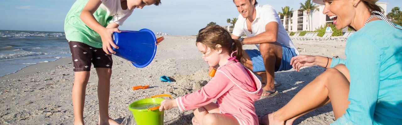 kids build sandcastle family vacation sundial sanibel