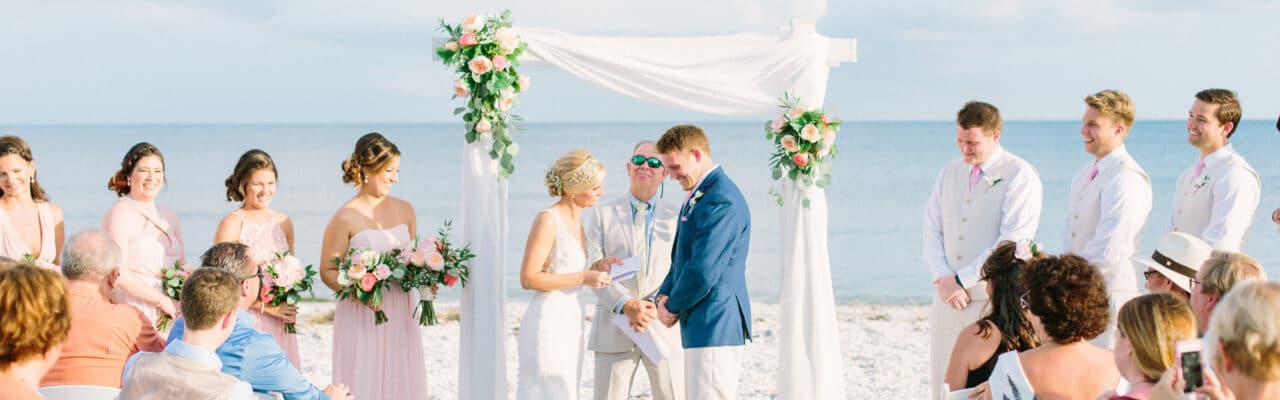 Wedding on the gulf sanibel sundial resort bride and groom altar