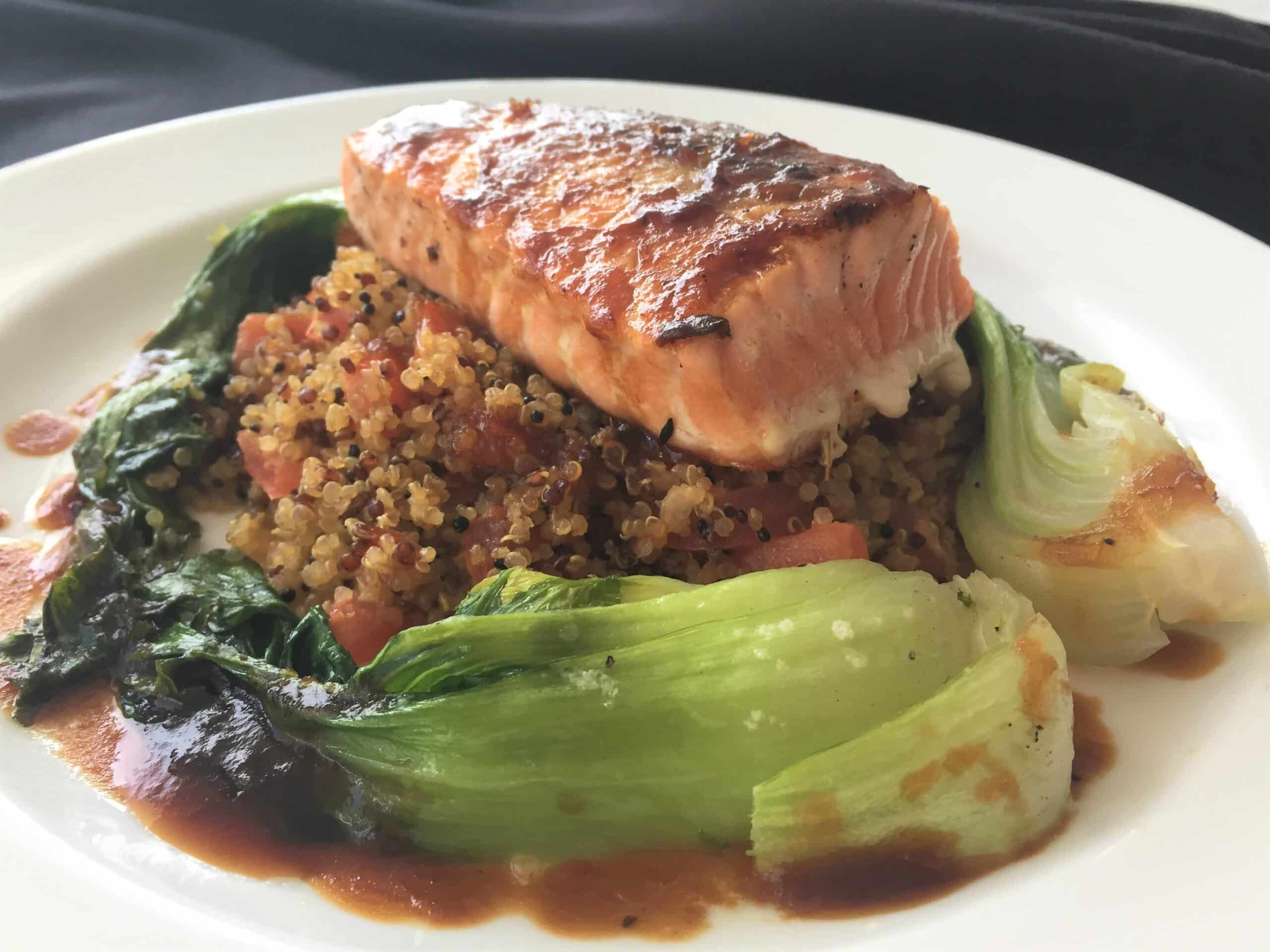 grilled salmon with quinoa and bok choy