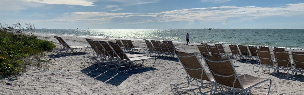 socially distanced beach chairs sanibel island sundial resort