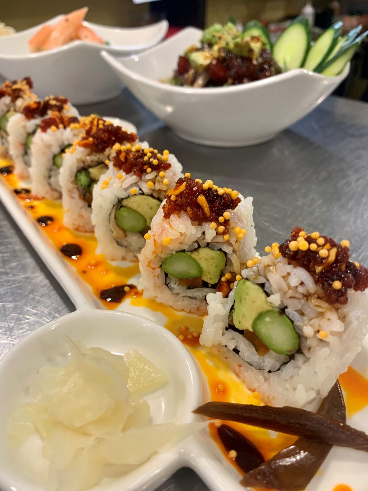 sundial shima restaurant crunchy garlic roll sushi