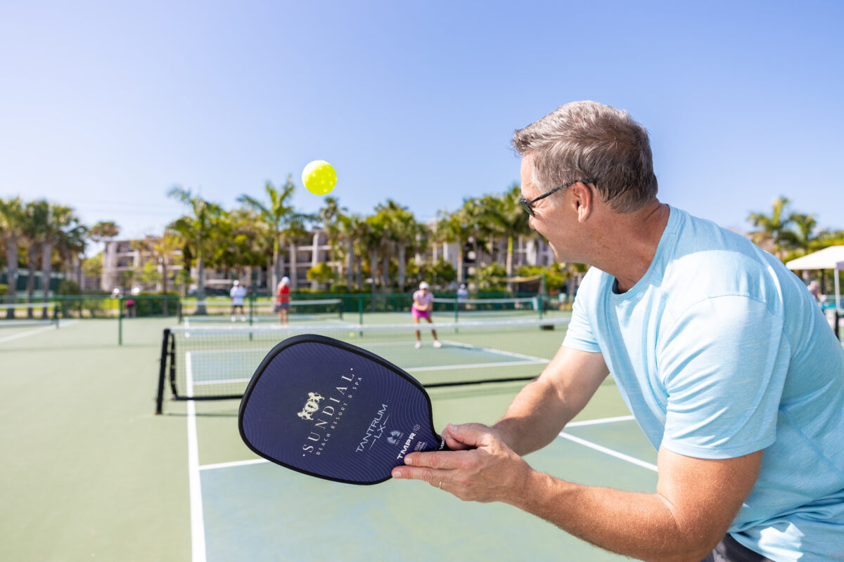 sundial pickleball courts sanibel man playing