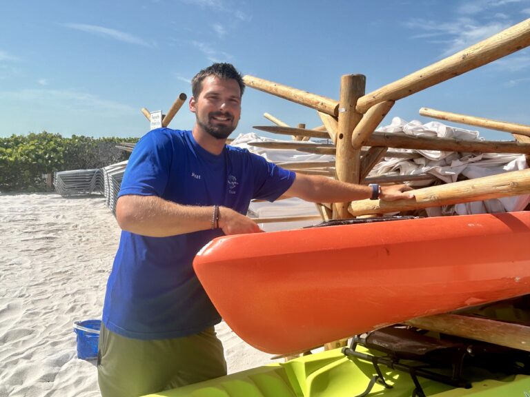prepping the kayaks at sundial resort complimentary