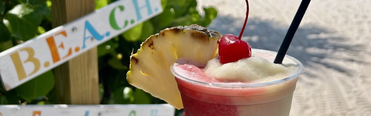 miami vice frozen tropical cocktail at sundial resort sanibel island by sign CROP