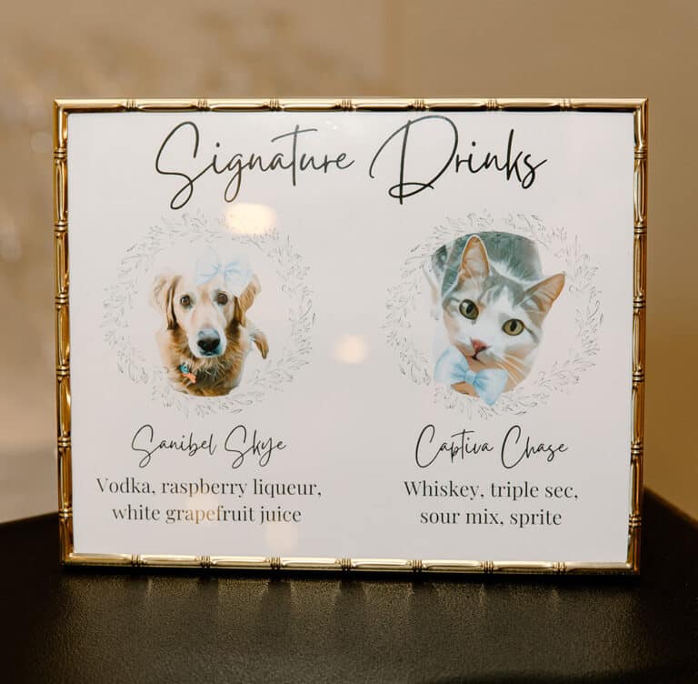 Jenna + Joseph's Wedding at Sundial resort taylor shea photo signature drinks featuring pets