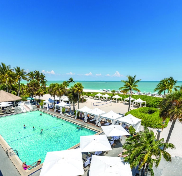 sundial resort on sanibel island main resort pool, cabanas, beach
