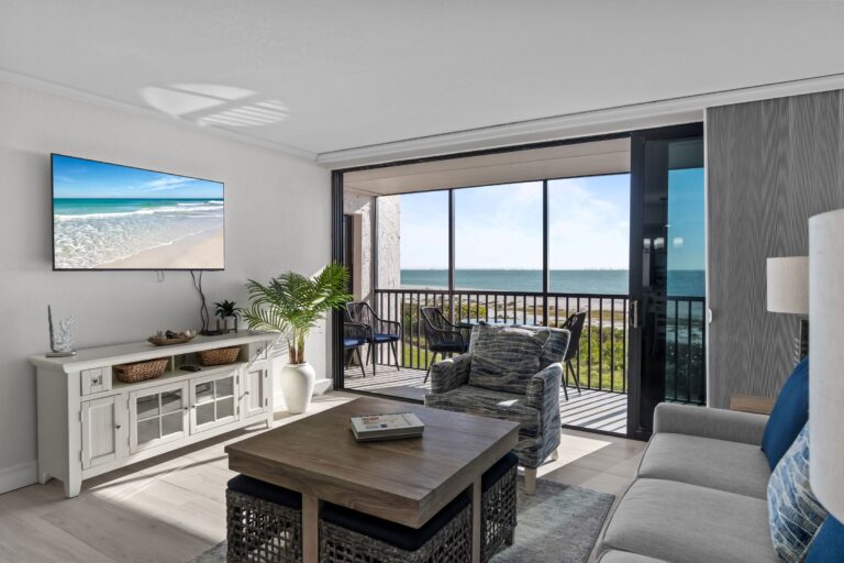sundial resort condo unit interior looking out on gulf