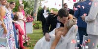 Maddie Briggs Photography crosby wedding at sundial couple kissing in aisle