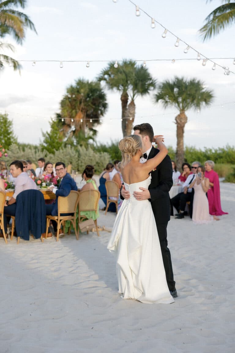 Maddie Briggs Photography crosby wedding at sundial couple first dance on sand