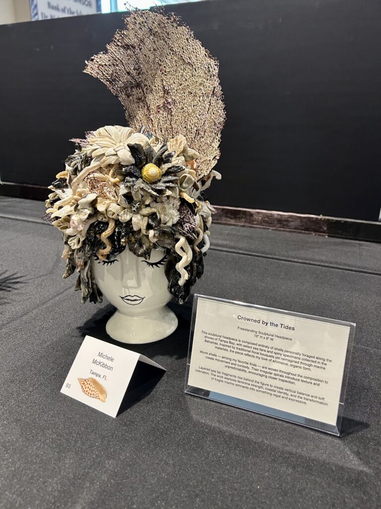 2026 sanibel shell show display of crown made from shells and coral