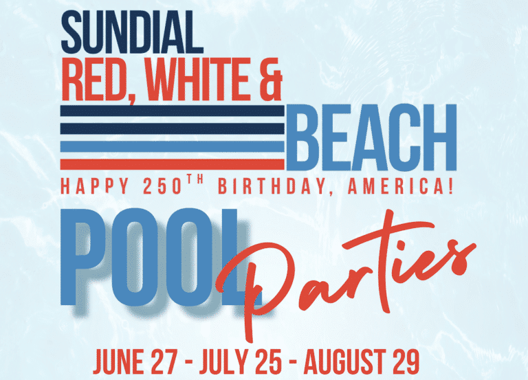 red white and beach pool party at sundial beach resort 2026