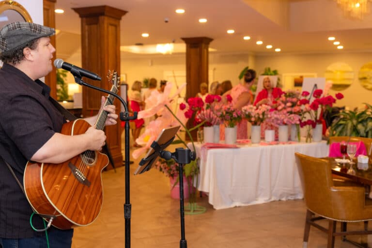 Douglas Coventry provided the evntertainment for the first little pink dress night in the form of an acoustic performance
