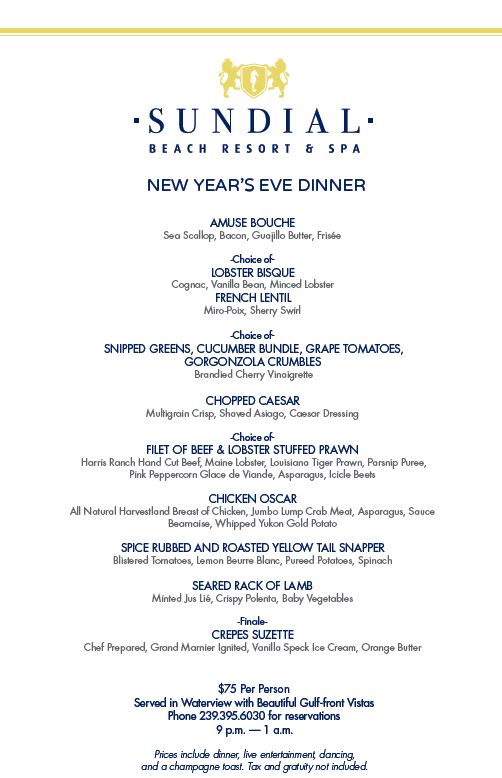 new years menu